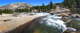 Over the next 30 miles, the river will drop almost 3000 ft. Looking west from above Tuolumne Falls