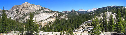 The river (bottom right) picks up snow melt from numerous surrounding high ranges. View north from west (L) to east (R)