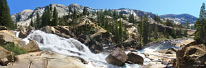 Another energetic waterfall as the Tuolumne descends from east (L) to west (R)
