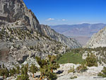 View east over the Outpost Camp meadow to the Owens Valley